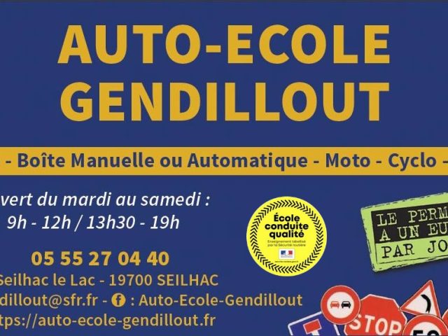 Auto Ecole Gendillout - Seilhac - +33 5 55 27 04 40