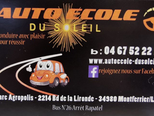 AUTO ECOLE DU SOLEIL - Montferrier-sur-Lez - +33 4 67 52 22 28