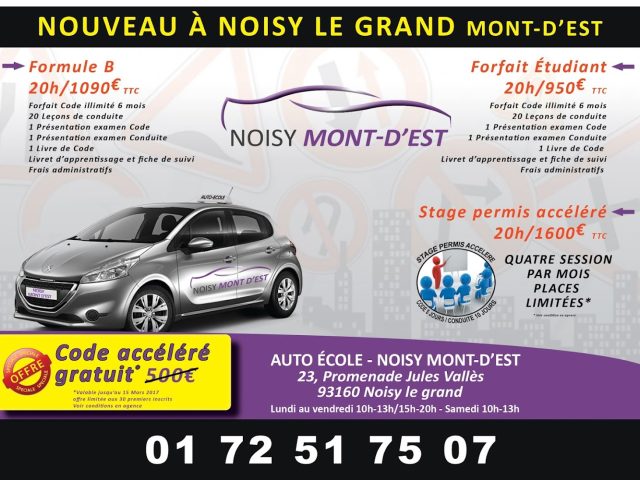 Auto école noisy mont d'est - Noisy-le-Grand - +33 1 72 51 75 07