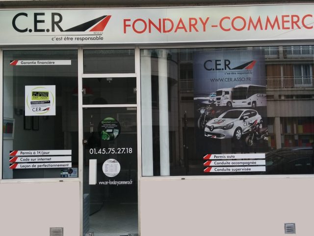 Auto école CER Fondary Commerce - Paris - +33 1 45 75 27 18