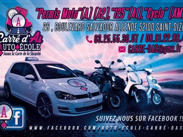AUTO MOTO ÉCOLE CARRÉ D'AS - Saint-Dizier - +33 6 81 22 98 42