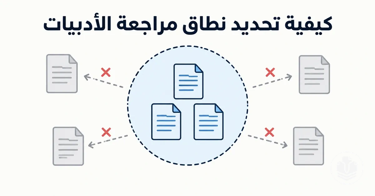 مخطط لتحديد نطاق مراجعة الأدبيات وحدودها.