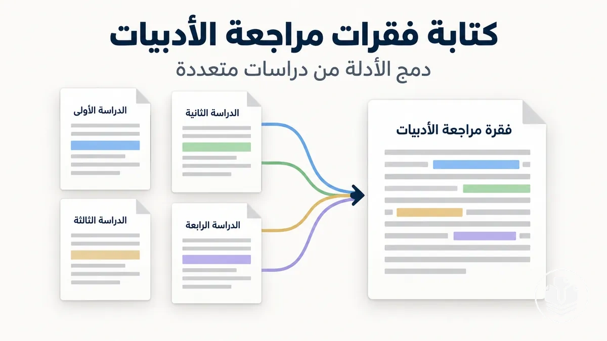 بنية فقرة في مراجعة الأدبيات تدمج الأدلة من دراسات متعددة.