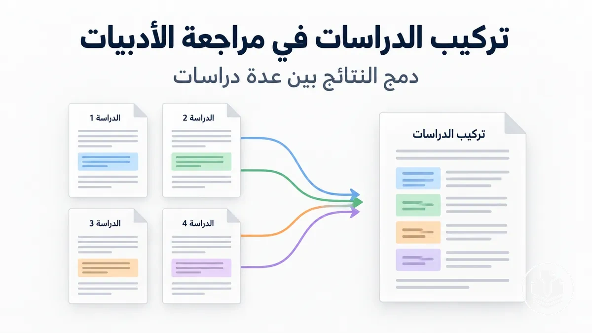 عملية تركيب نتائج عدة دراسات في مراجعة الأدبيات.