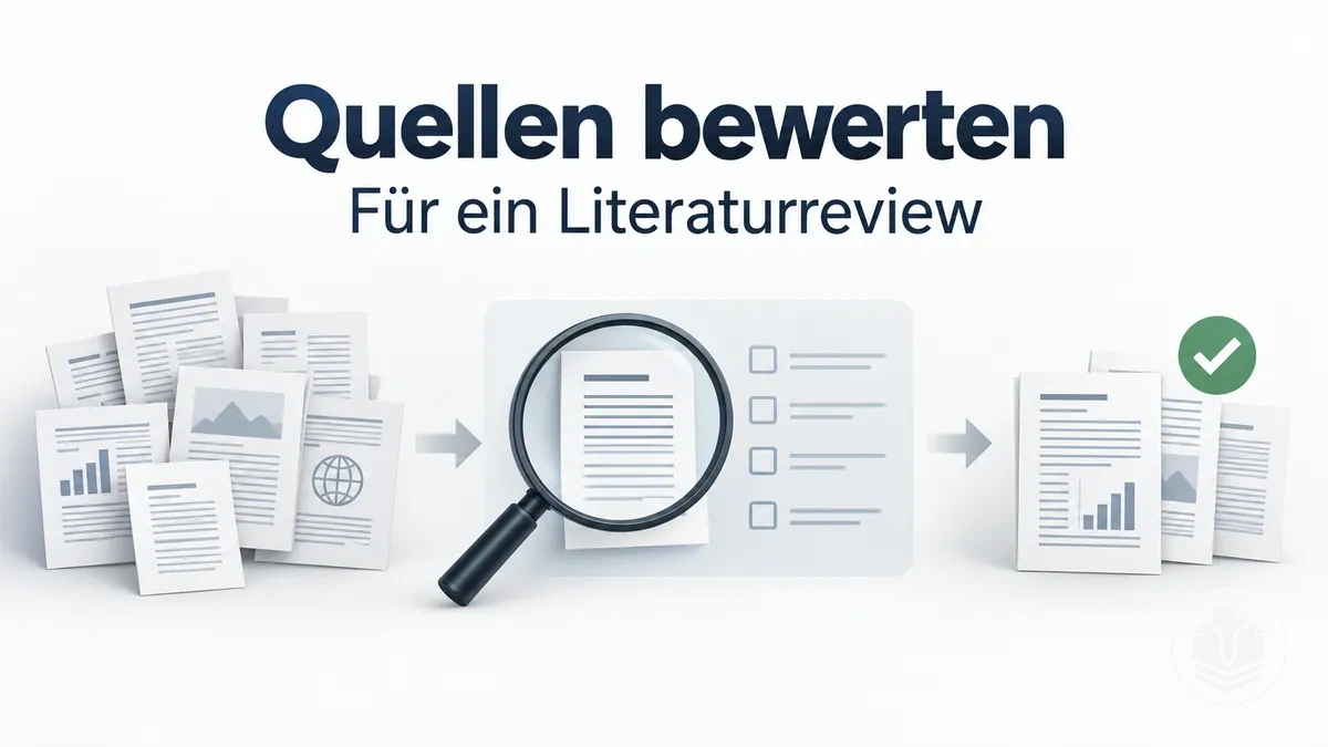 Verfahren zur Bewertung von Quellen für die Auswahl relevanter Belege in einem Literaturreview.