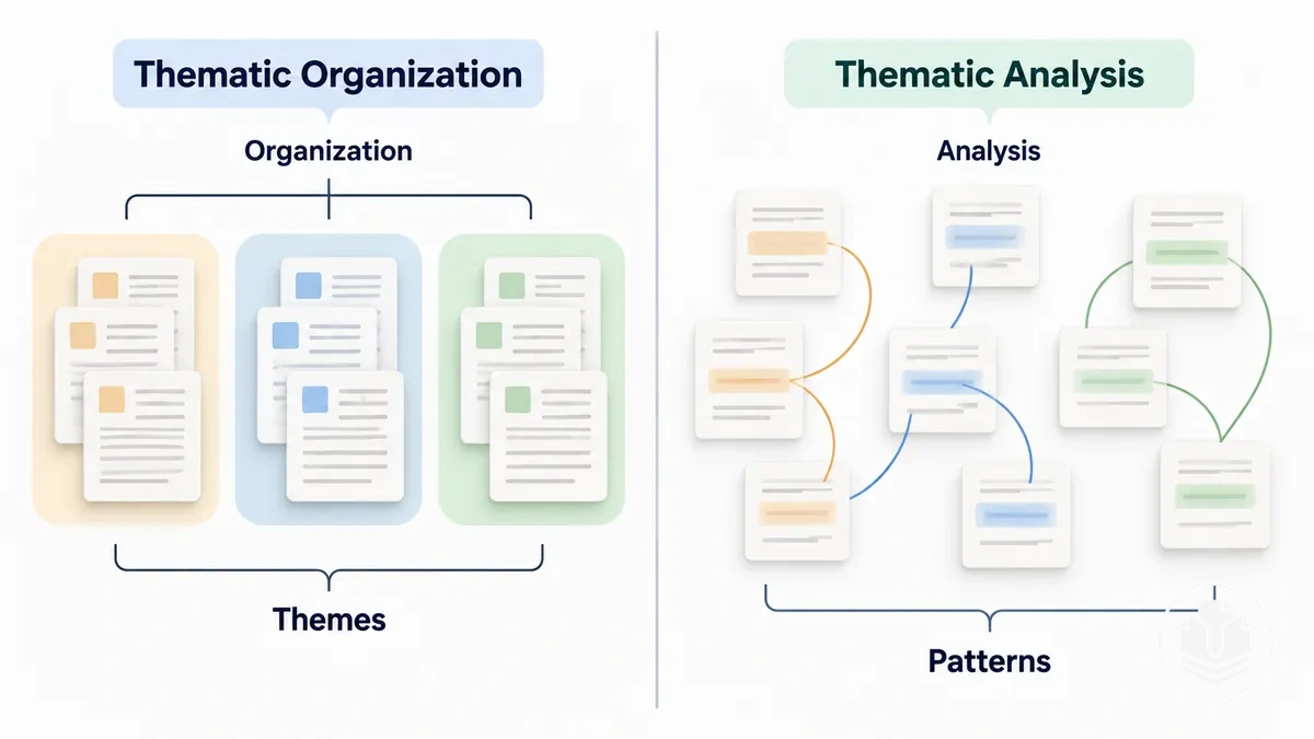 Thematische Organisation von Literatur im Vergleich zur thematischen Analyse qualitativer Daten