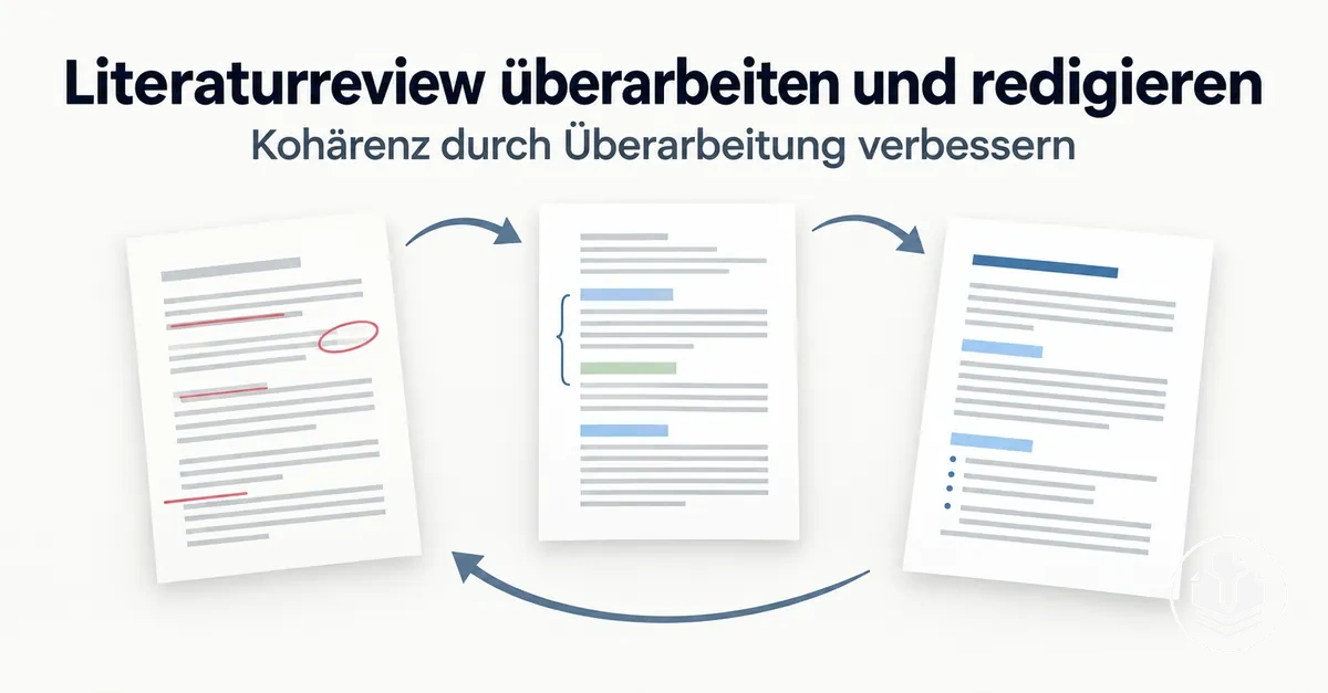 Arbeitsablauf zur Überarbeitung und Redaktion eines Literaturreviews für mehr Kohärenz.
