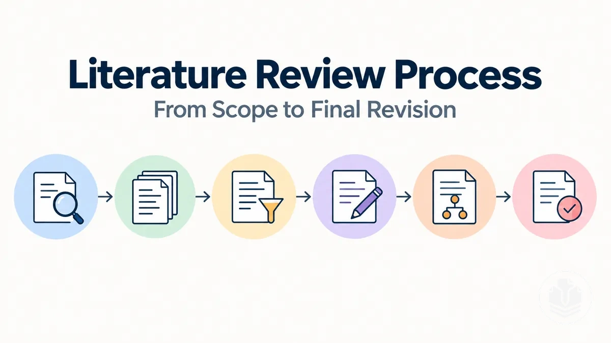 Literature review process from scope definition to final revision.