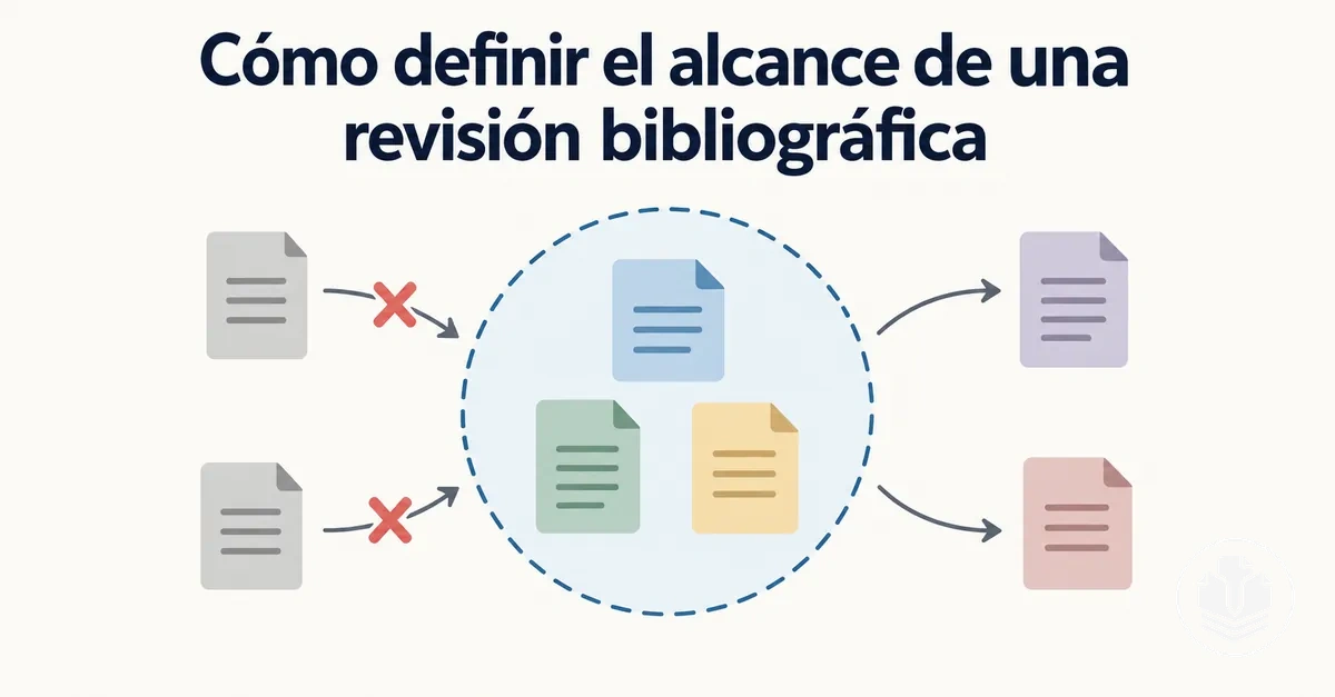 Diagrama de planificación para definir el alcance y los límites de una revisión bibliográfica.
