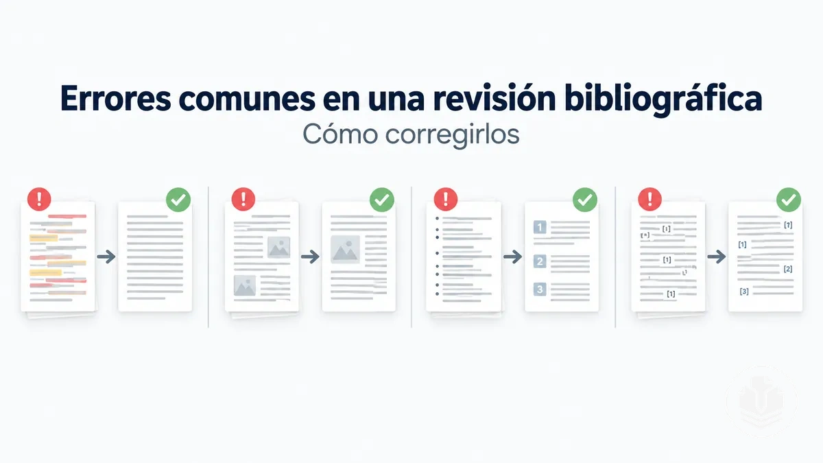 Errores comunes en una revisión bibliográfica y formas de corregirlos.