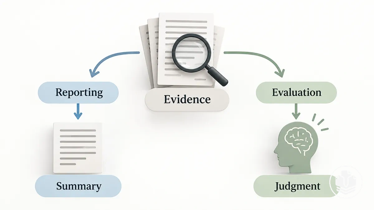 Descripción de la evidencia comparada con la evaluación de su significado en una revisión bibliográfica.