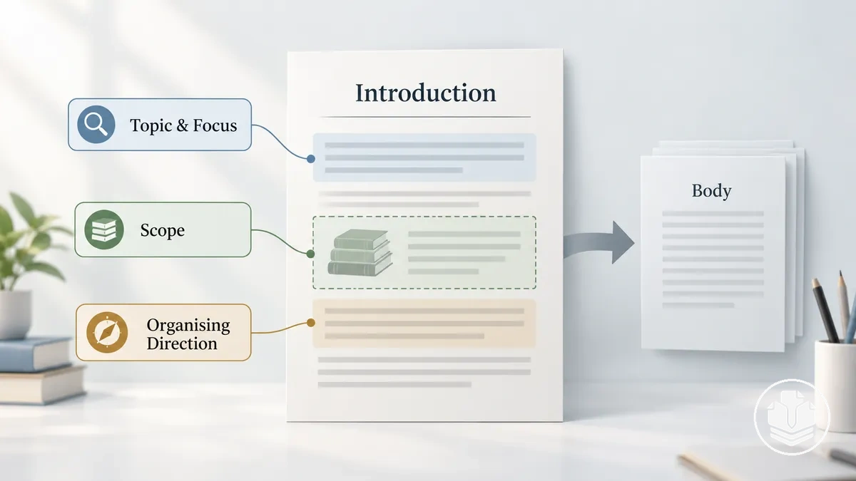 Introducción de revisión bibliográfica anotada que muestra el tema, el alcance y la dirección organizativa.
