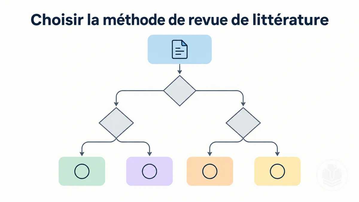 Parcours décisionnel pour choisir une méthode adaptée à une revue de littérature.