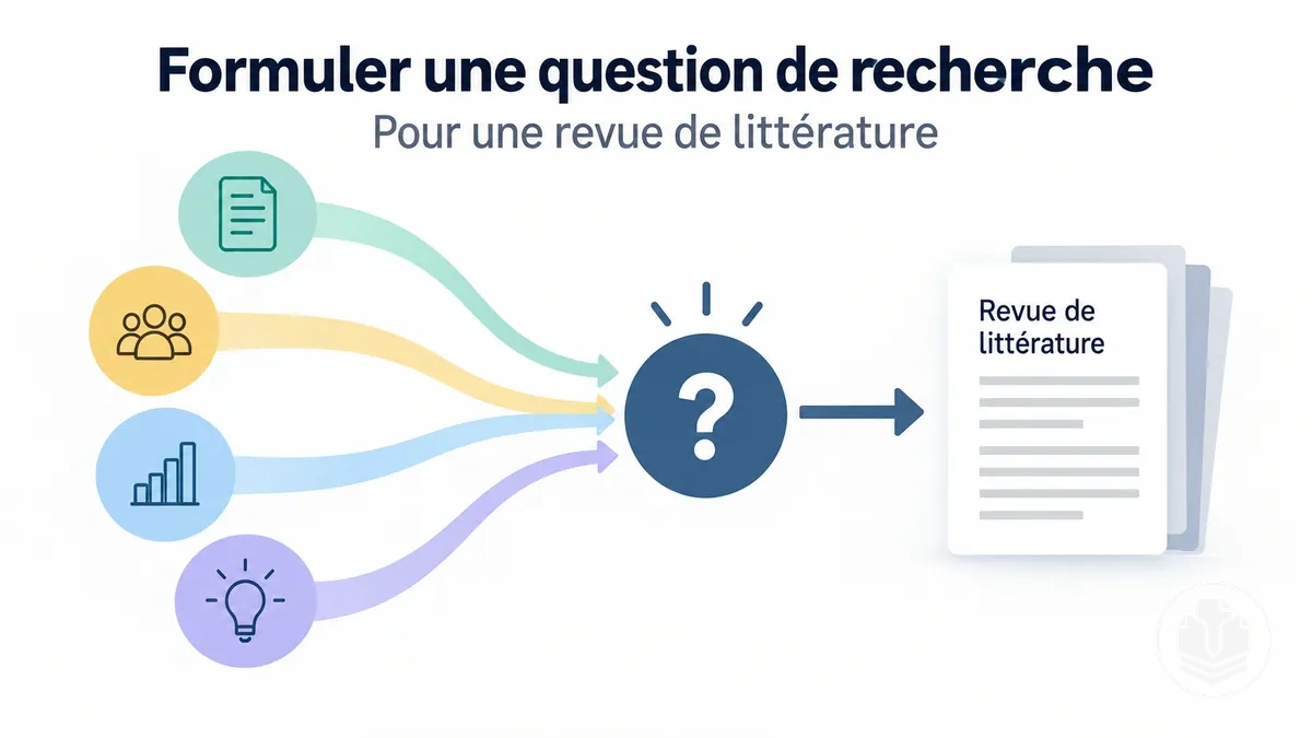 Processus de formulation d’une question de recherche pour une revue de littérature.