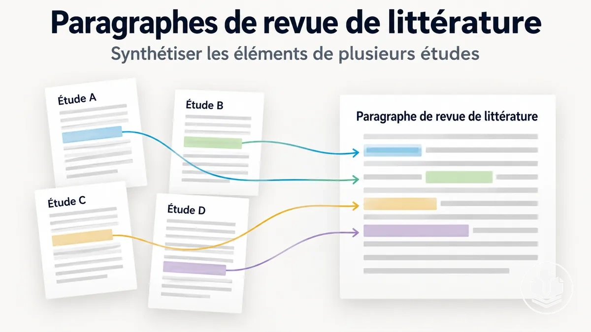 Structure d’un paragraphe de revue de littérature intégrant les éléments de plusieurs études.